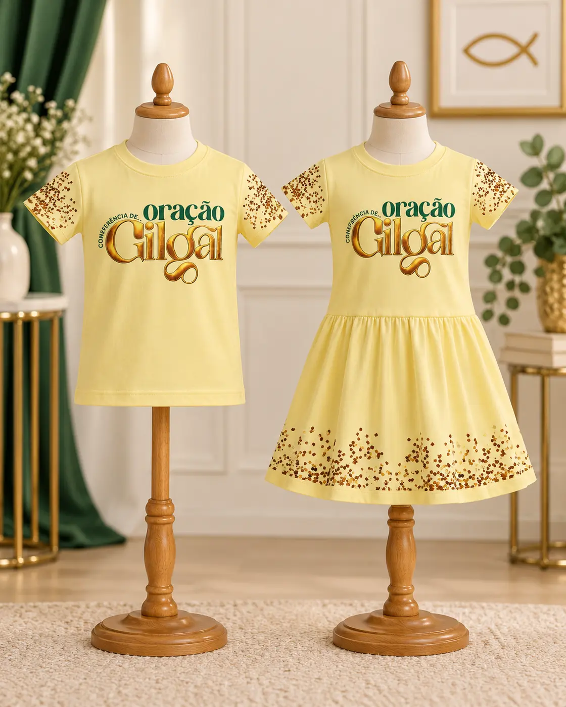 Blusa e vestido infantis completos da Conferência Gilgal 2026